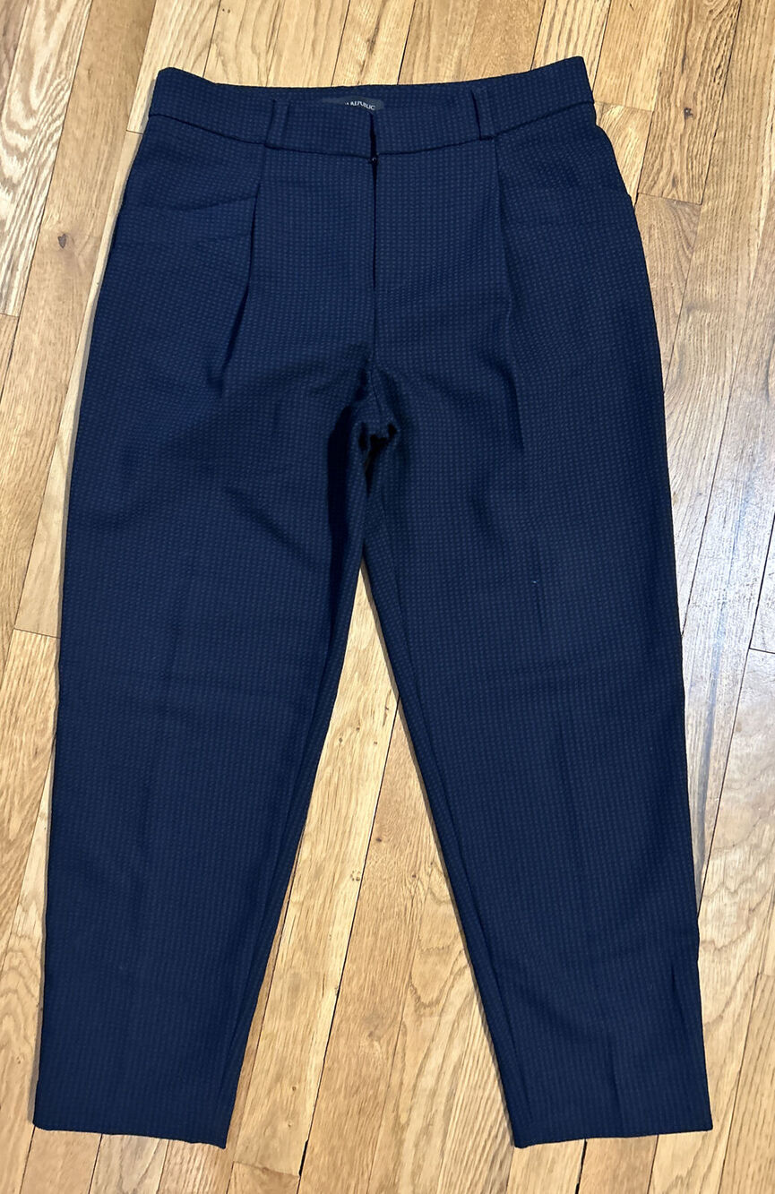womens BANANA REPUBLIC black/blue STRAIGHT DRAPE pants 175349-00 size 4 *B9